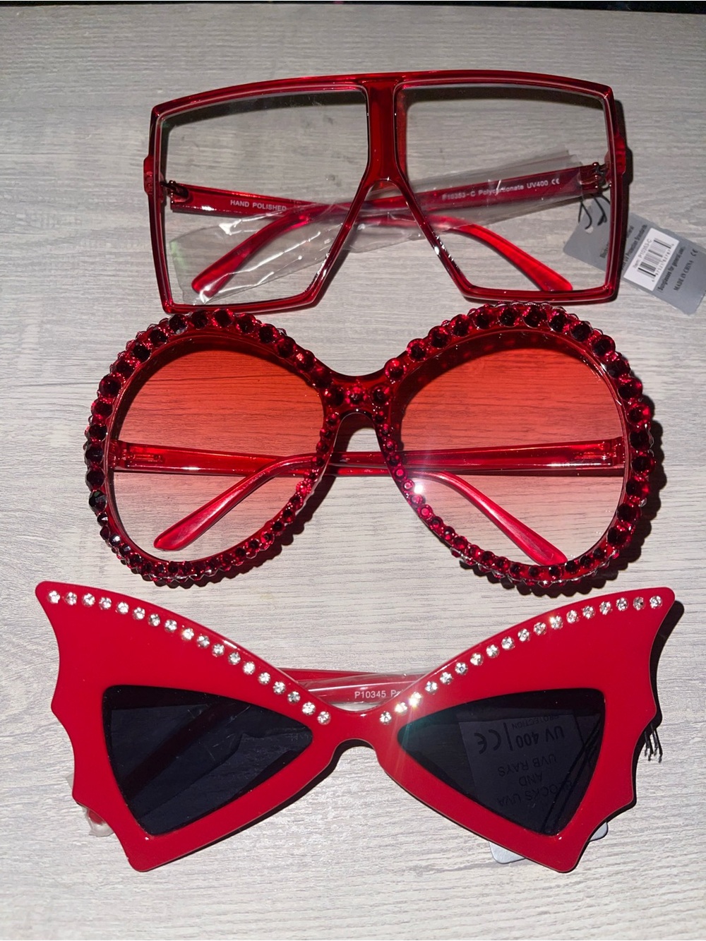 Trio of Bold Red Statement Sunglasses